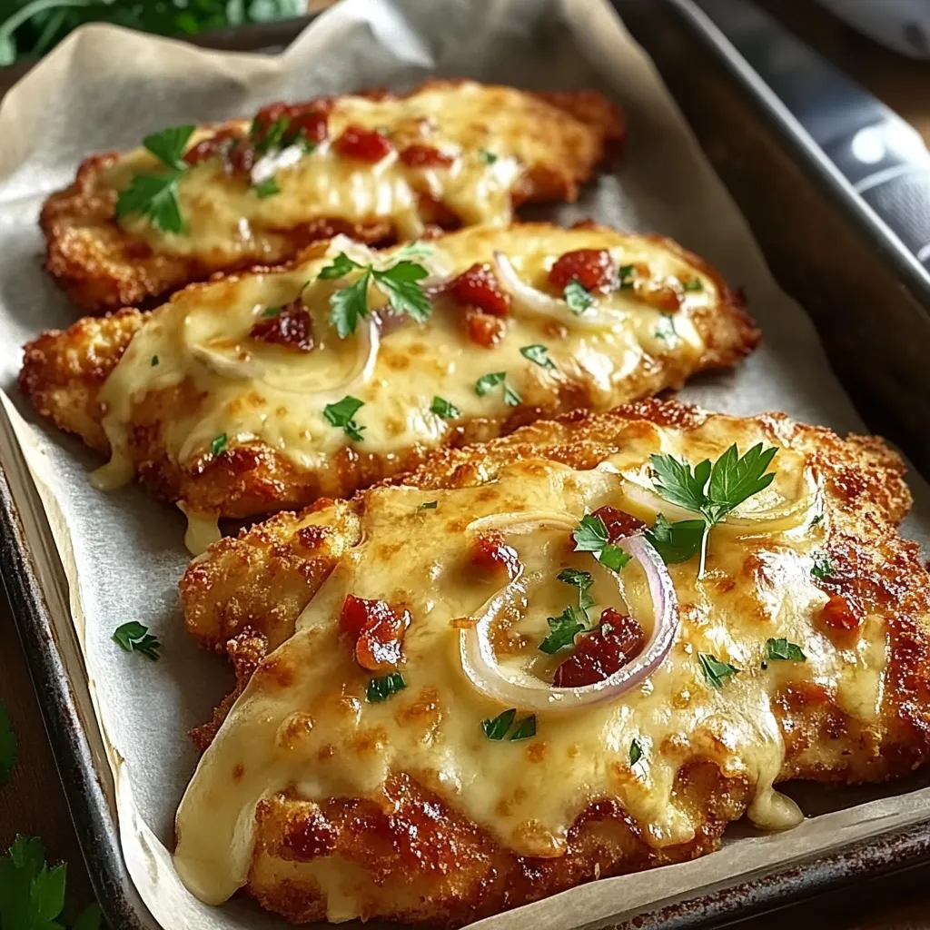 Überbackene Partyschnitzel mit cremigem Käsetopping