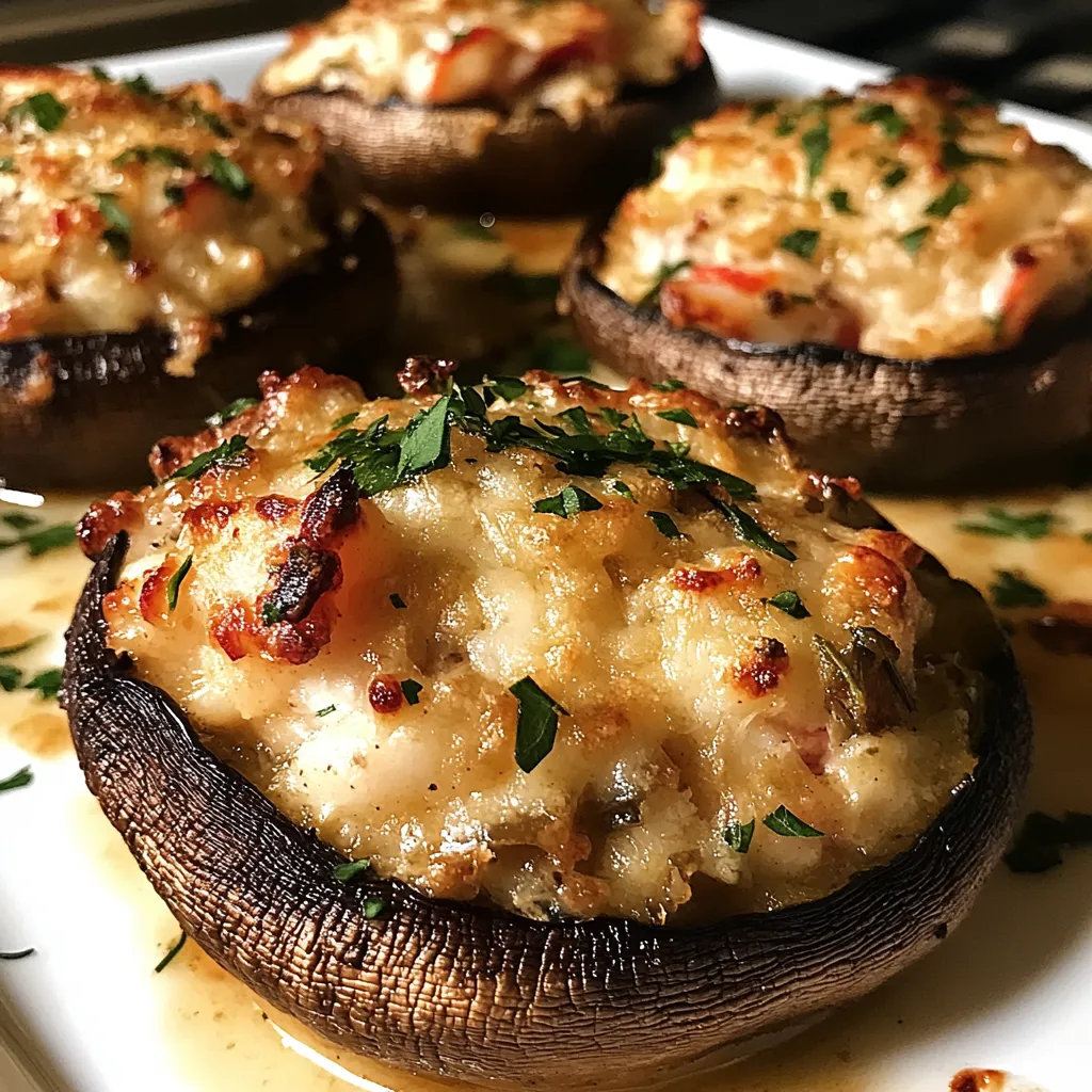 Gefüllte Portobello-Pilze mit Hummer und Kräuter