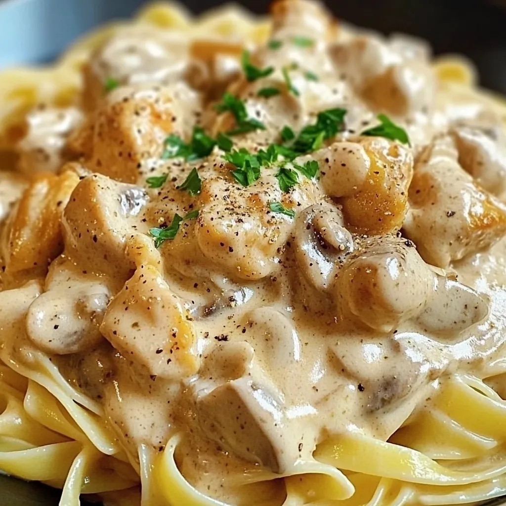 Crockpot Engelshähnchen mit cremiger Sauce auf Engelshaarpasta