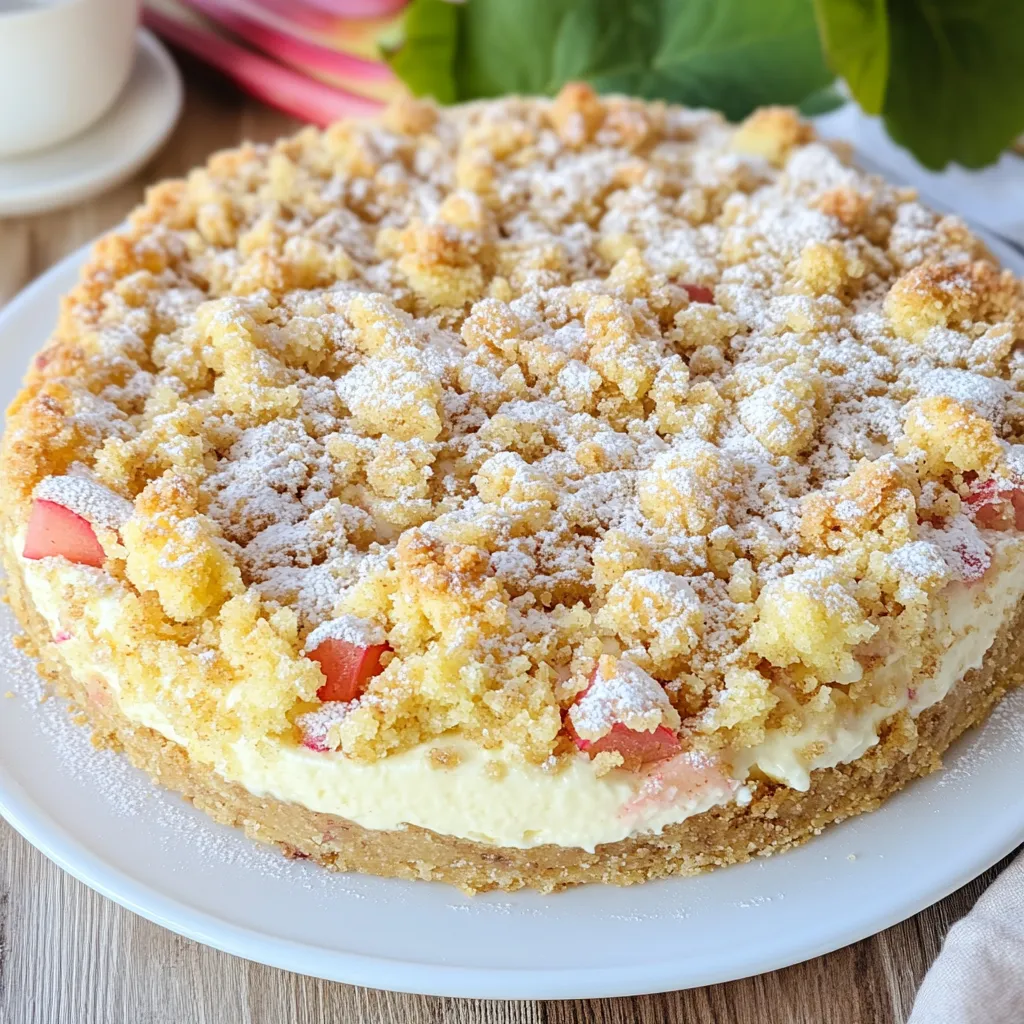 Rhabarber-Quarkkuchen mit Streuseln
