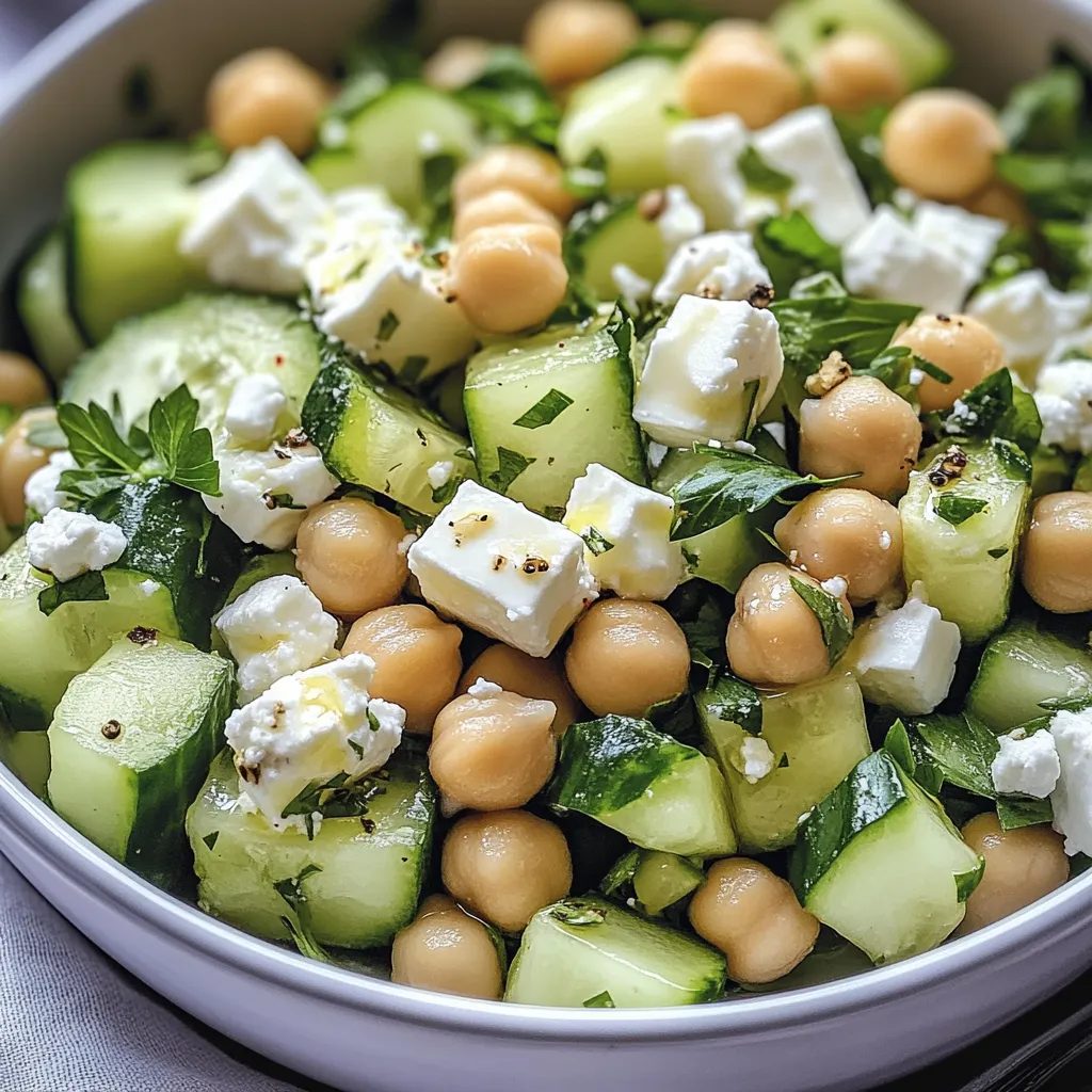 Gurkensalat mit Feta und Kichererbsen – Frisch, leicht und aromatisch