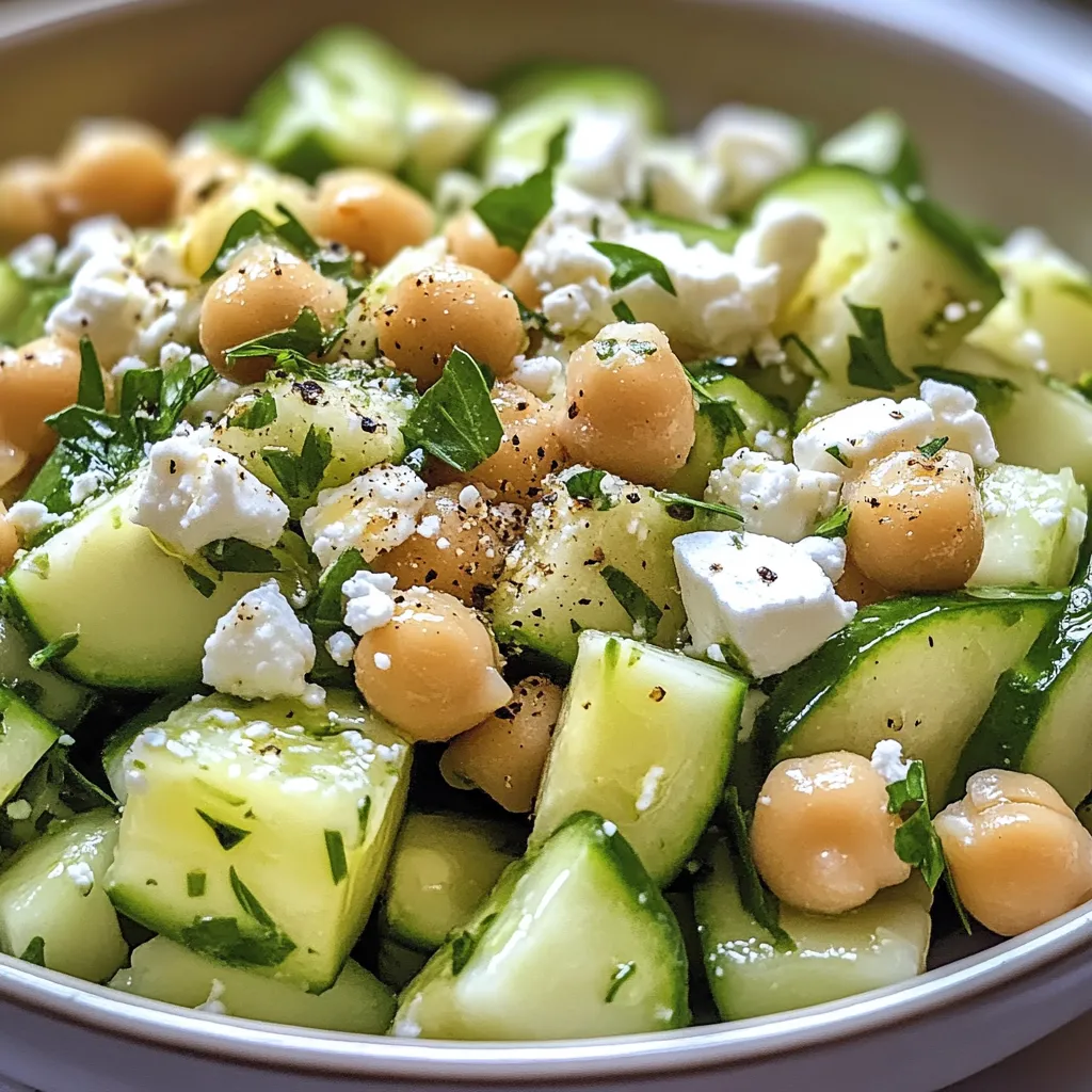Gurkensalat mit Feta und Kichererbsen – Frisch, leicht und aromatisch 2