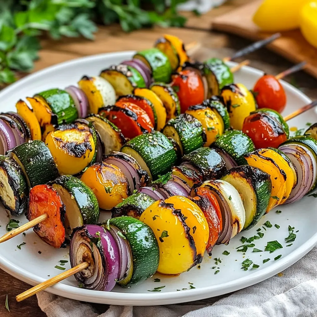 Gegrillte bunte Gemüsespieße mit Kräuter