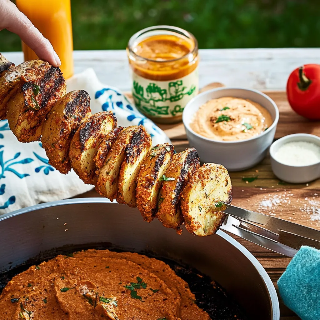 Kartoffel-Schawarma mit Tomaten-Hummus
