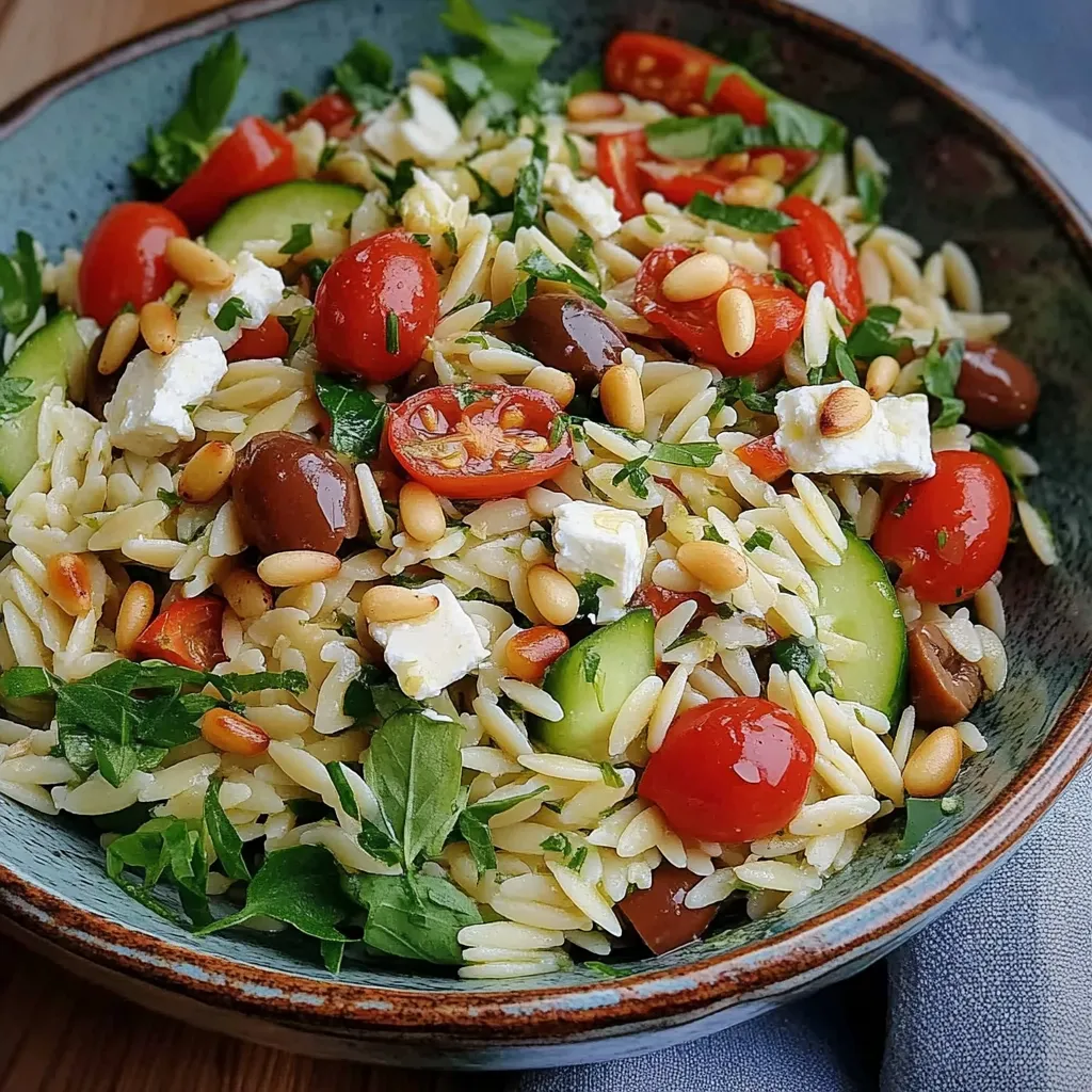 Orzo-Salat mit Rucola und Pinienkernen