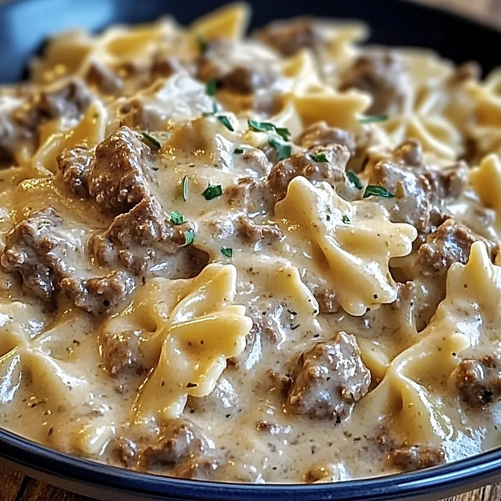 Cremige Rindfleisch-Bowtie Pasta – Einfach unwiderstehlich
