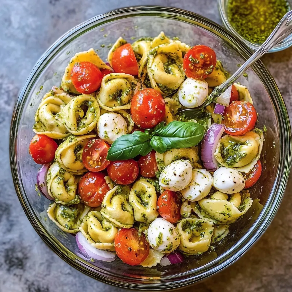 Frischer Tortellini-Pesto-Salat mit Mozzarella und Tomaten 2