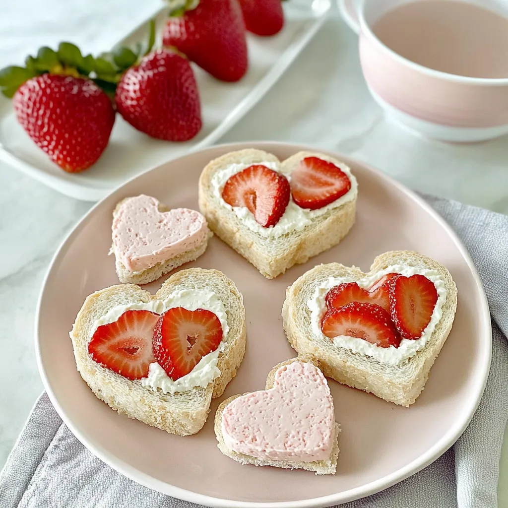 Feine Erdbeer-Tea-Sandwiches mit Frischkäsefüllung