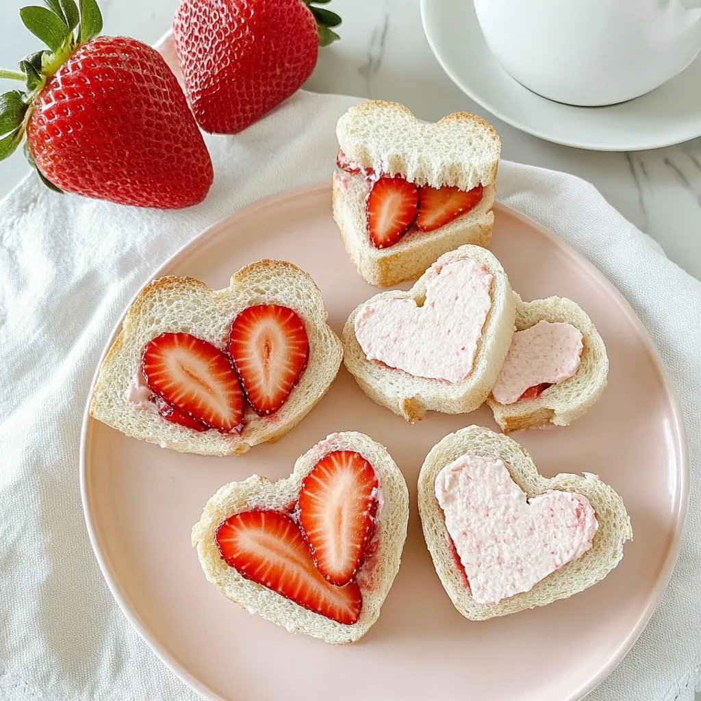 Feine Erdbeer-Tea-Sandwiches mit Frischkäsefüllung