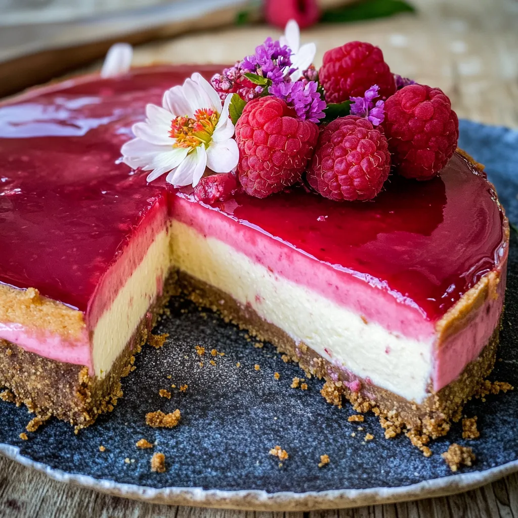 Rhubarb cheesecake with a crispy base