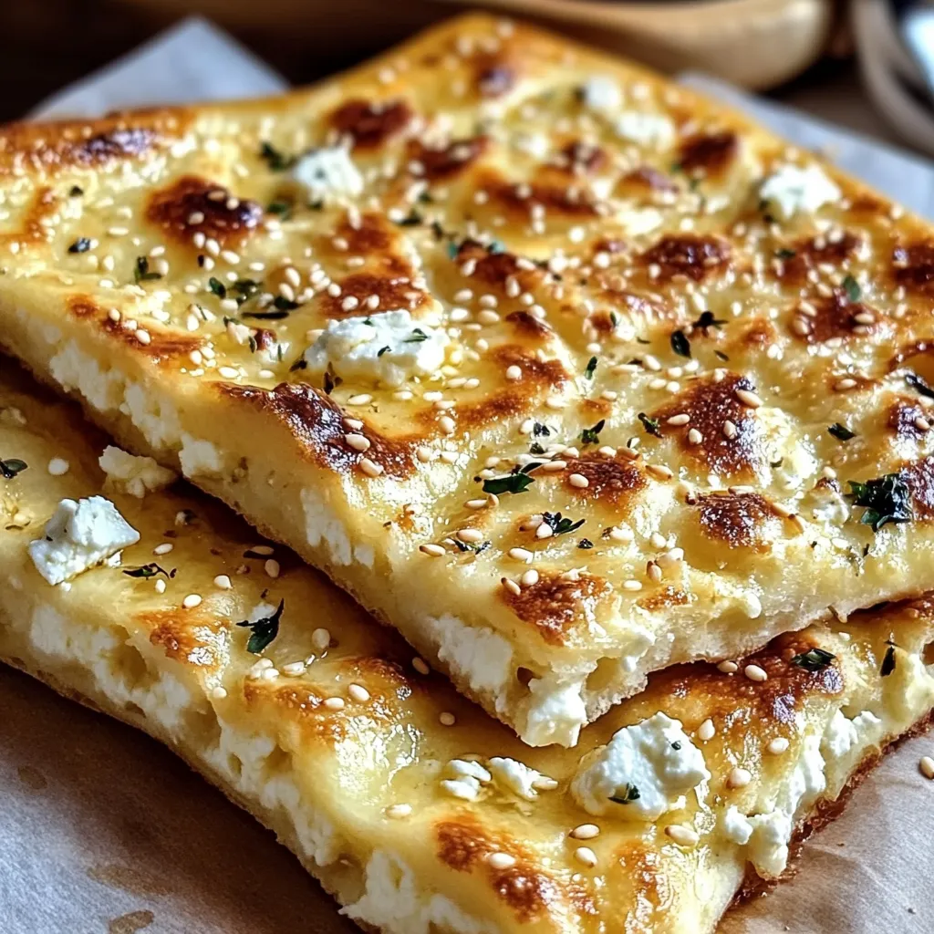 Herzhaftes Feta-Fladenbrot mit Käsekruste