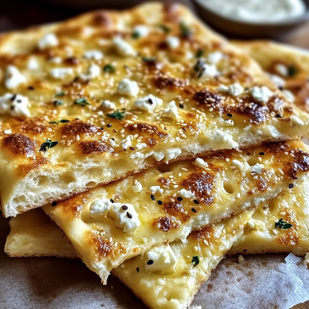 Herzhaftes Feta-Fladenbrot mit Käsekruste
