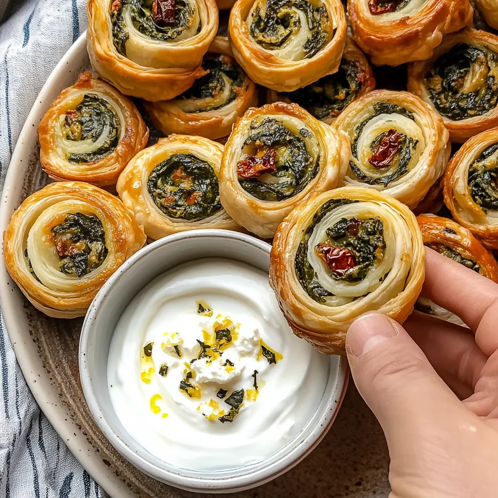 Glutenfreie Blätterteigschnecken mit Spinat und Feta
