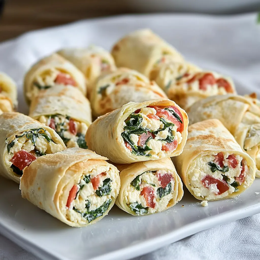 Feta-Röllchen mit Tomaten & Spinat