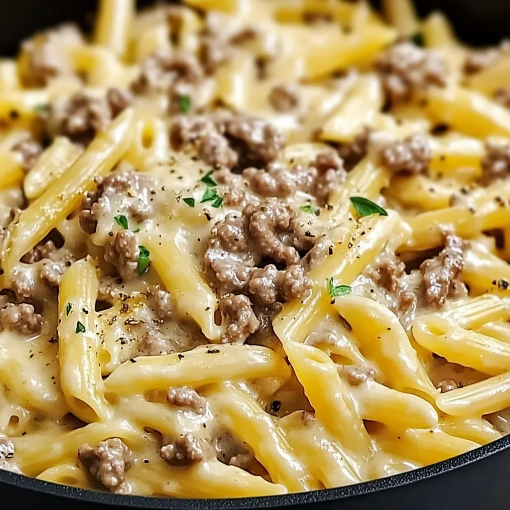Pasta mit Rinderhack und Knoblauch-Butter