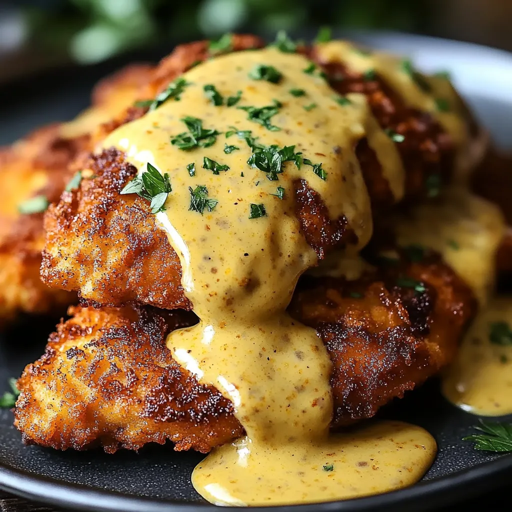 Pretzel Chicken mit Senf-Cheddar-Soße