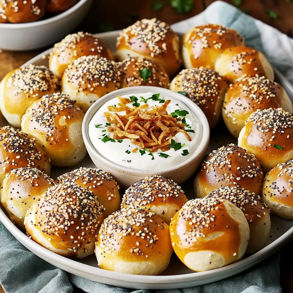 Mini Laugenkonfekt Rezept - schnelles Fingerfood mit Zwiebel-Dip