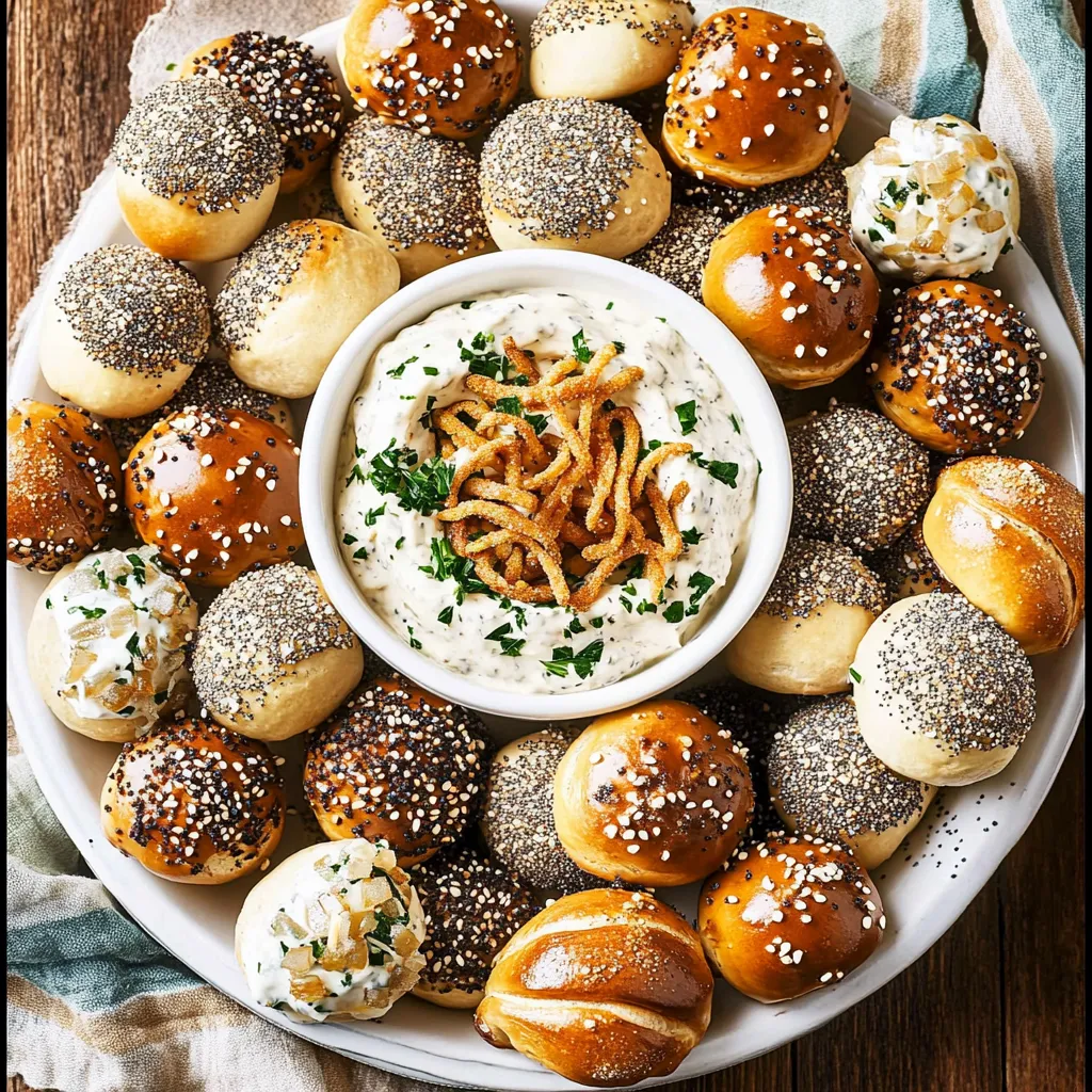 Mini Laugenkonfekt Rezept - schnelles Fingerfood mit Zwiebel-Dip