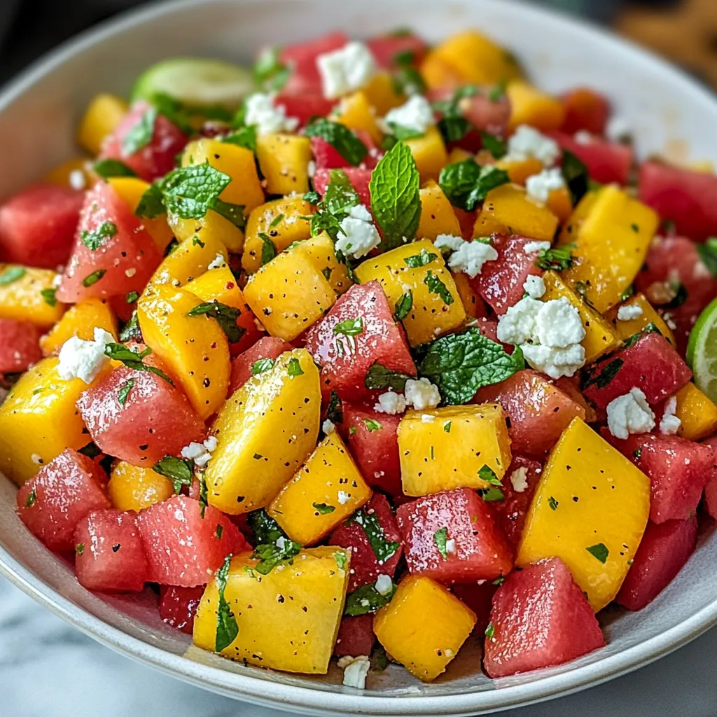 Pfirsich-Wassermelonen-Salat