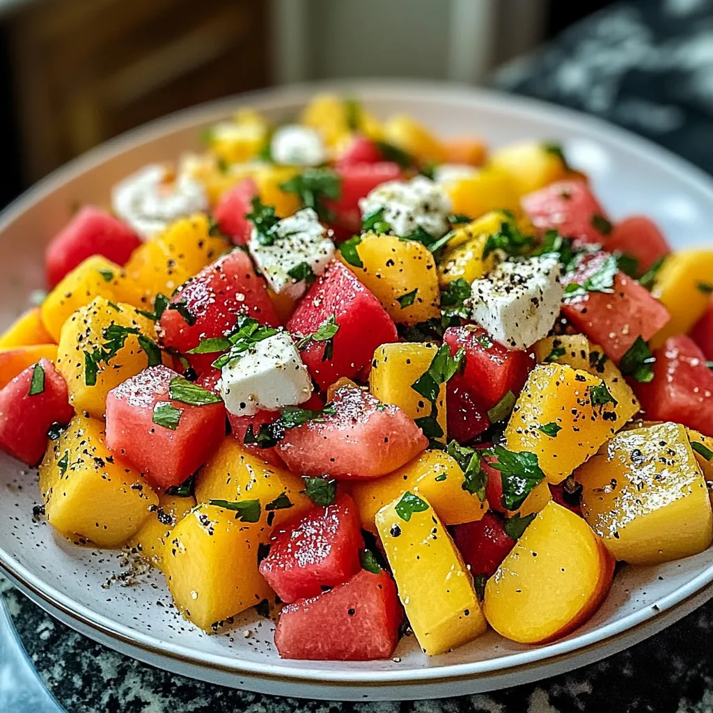 Pfirsich-Wassermelonen-Salat