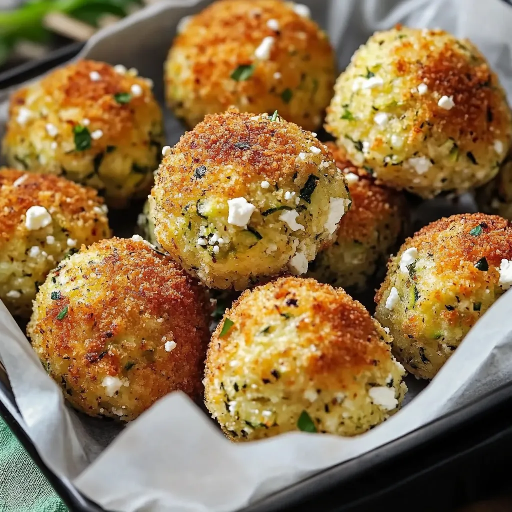 Knusprige Zucchini-Feta-Bällchen aus dem Ofen