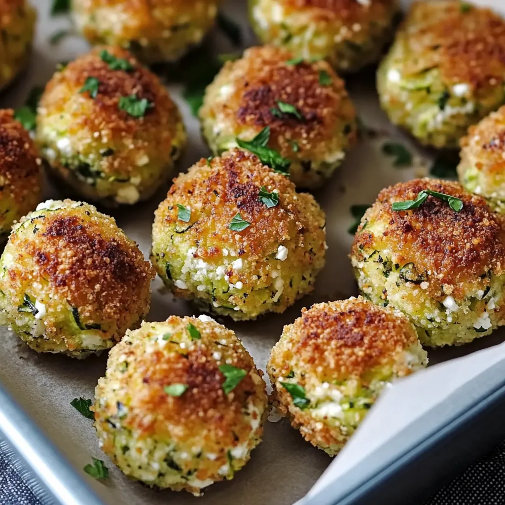 Knusprige Zucchini-Feta-Bällchen aus dem Ofen