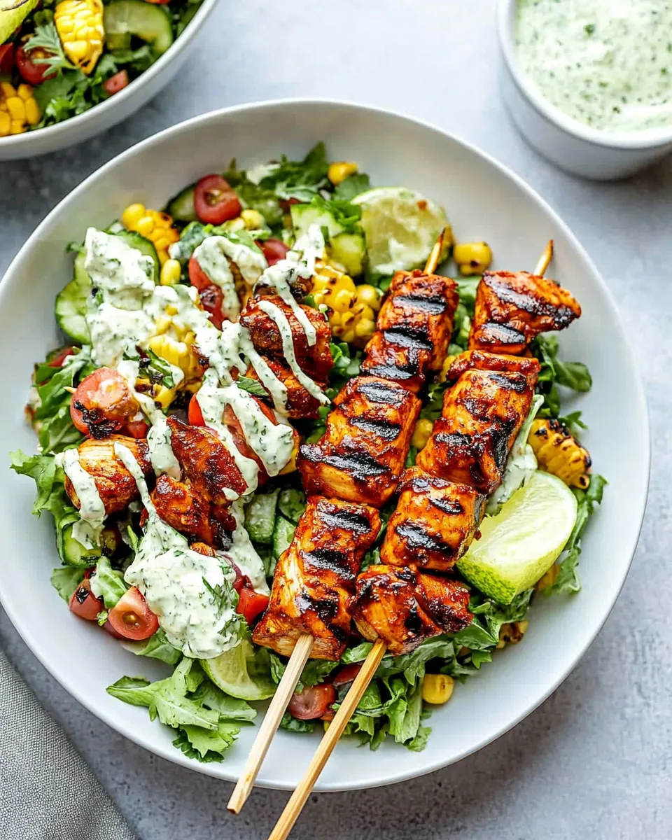 BBQ-Hähnchenspieß-Salat