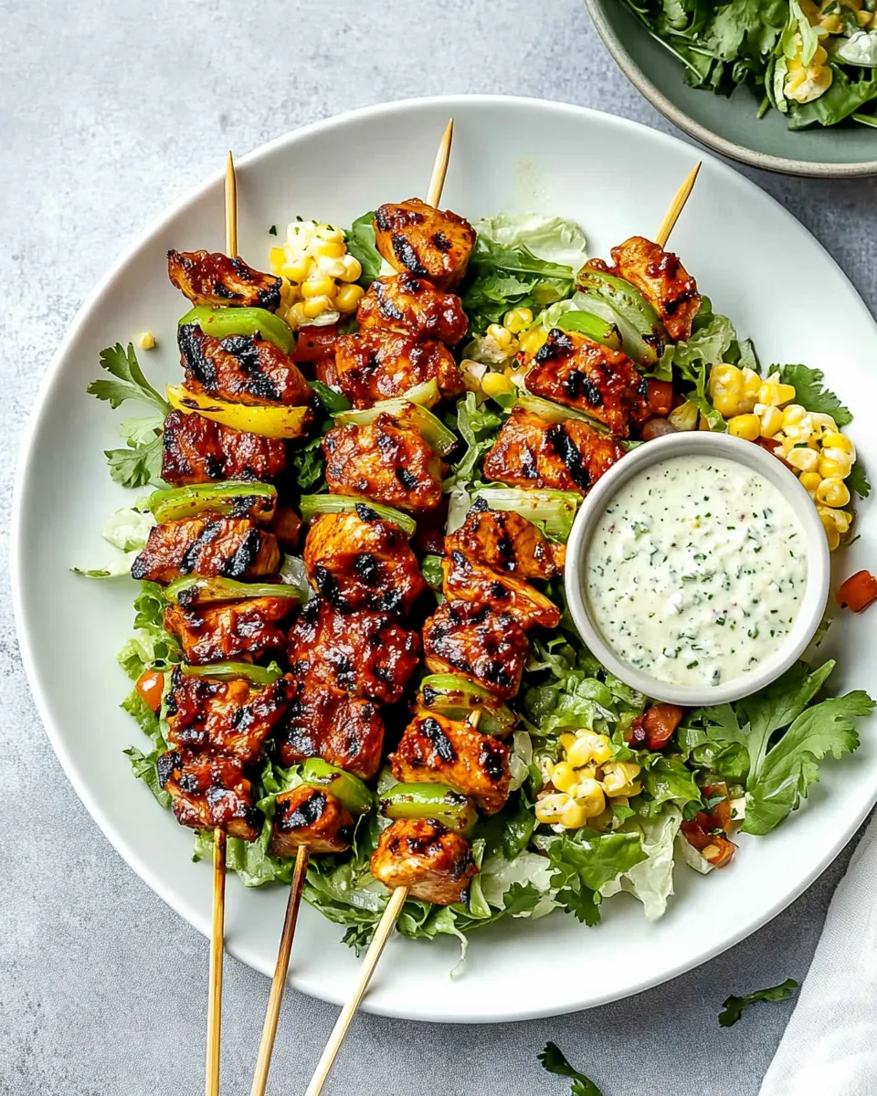 BBQ-Hähnchenspieß-Salat
