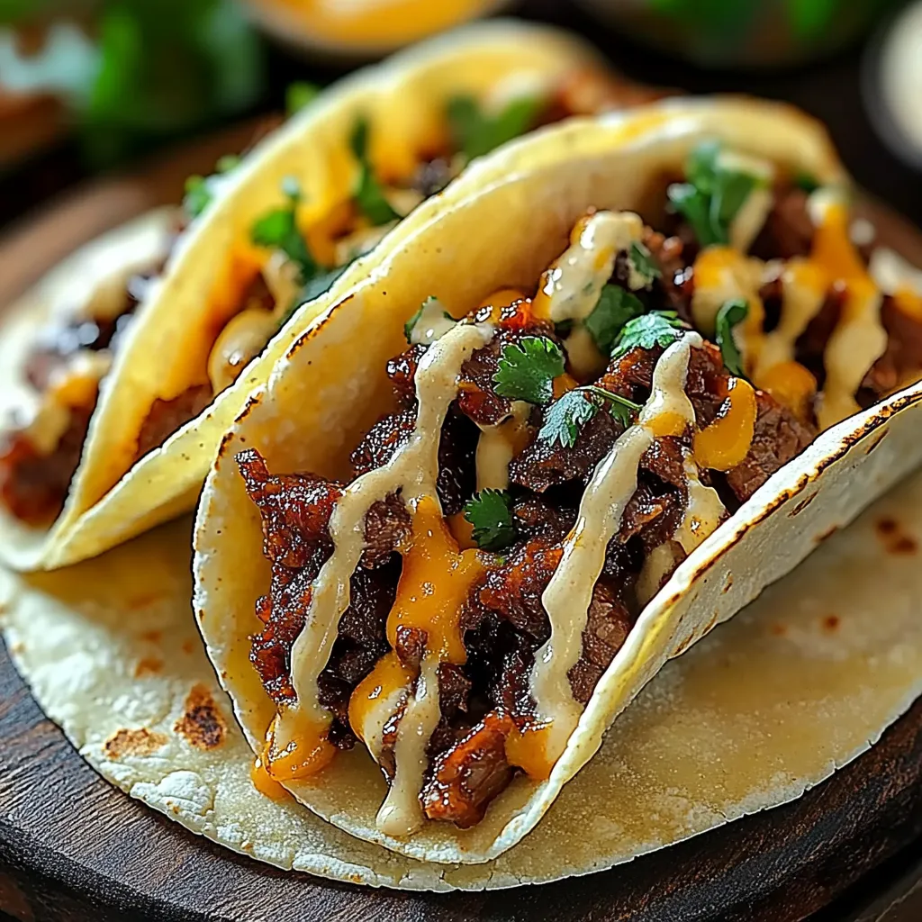 Knoblauchbutter-Honig-BBQ-Rindfleisch-Tacos