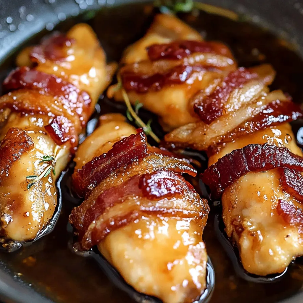 Hähnchenstreifen mit Bacon und braunem Zucker