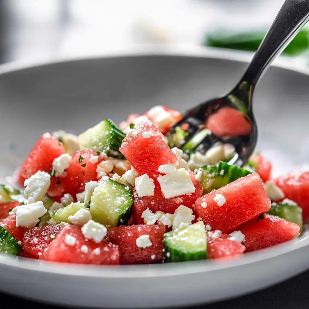 Wassermelonen-Gurkensalat mit Feta und Minze