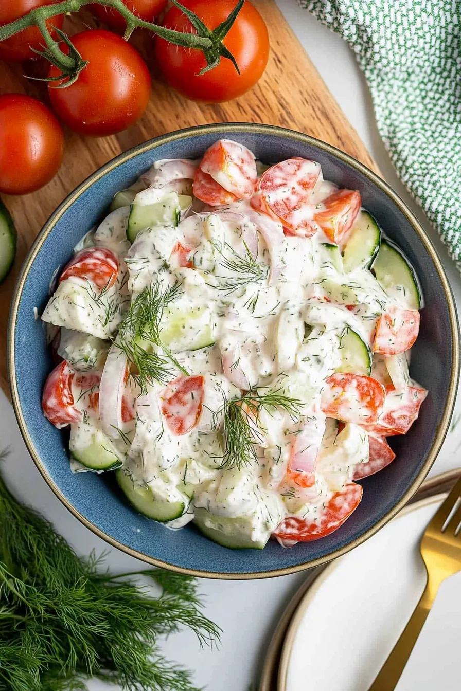 Cremiger Gurken-Tomaten-Salat
