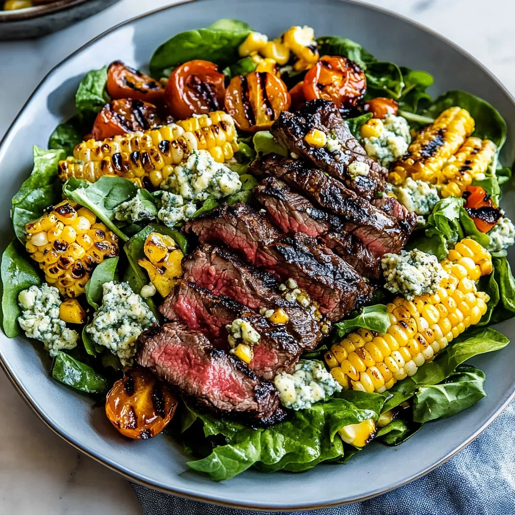 Balsamico-Steak-Salat mit Gorgonzola und gegrilltem Mais