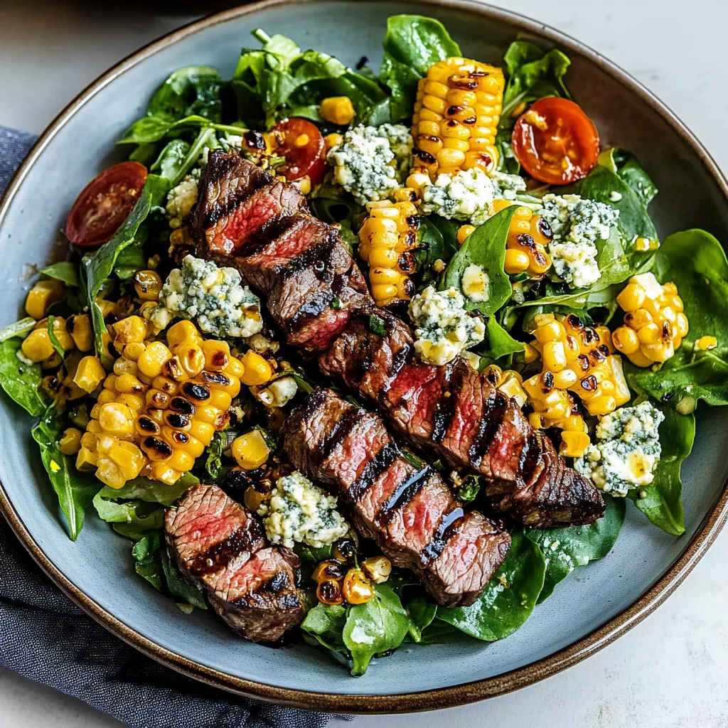 Balsamico-Steak-Salat mit Gorgonzola und gegrilltem Mais