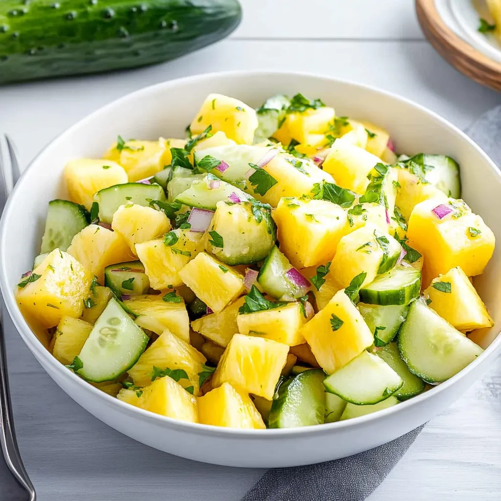 Ananas-Gurken-Salat mit Koriander und Limettendressing