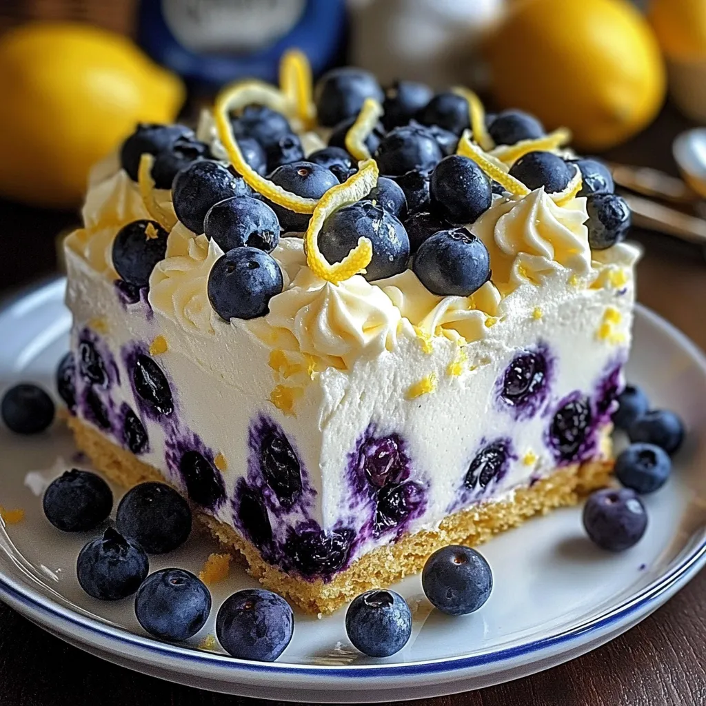 Zitronig-frischer No-Bake Heidelbeer-Cremekuchen