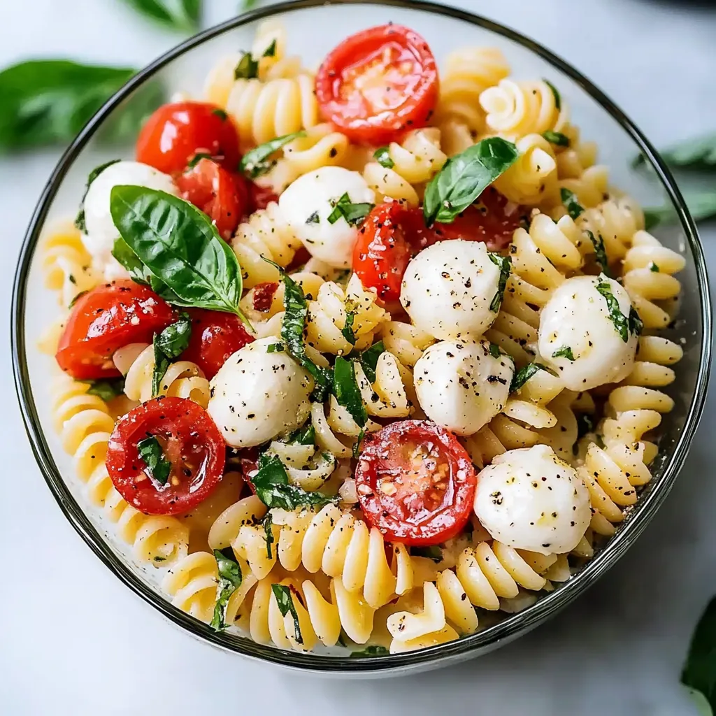 Cremiger Caprese-Nudelsalat