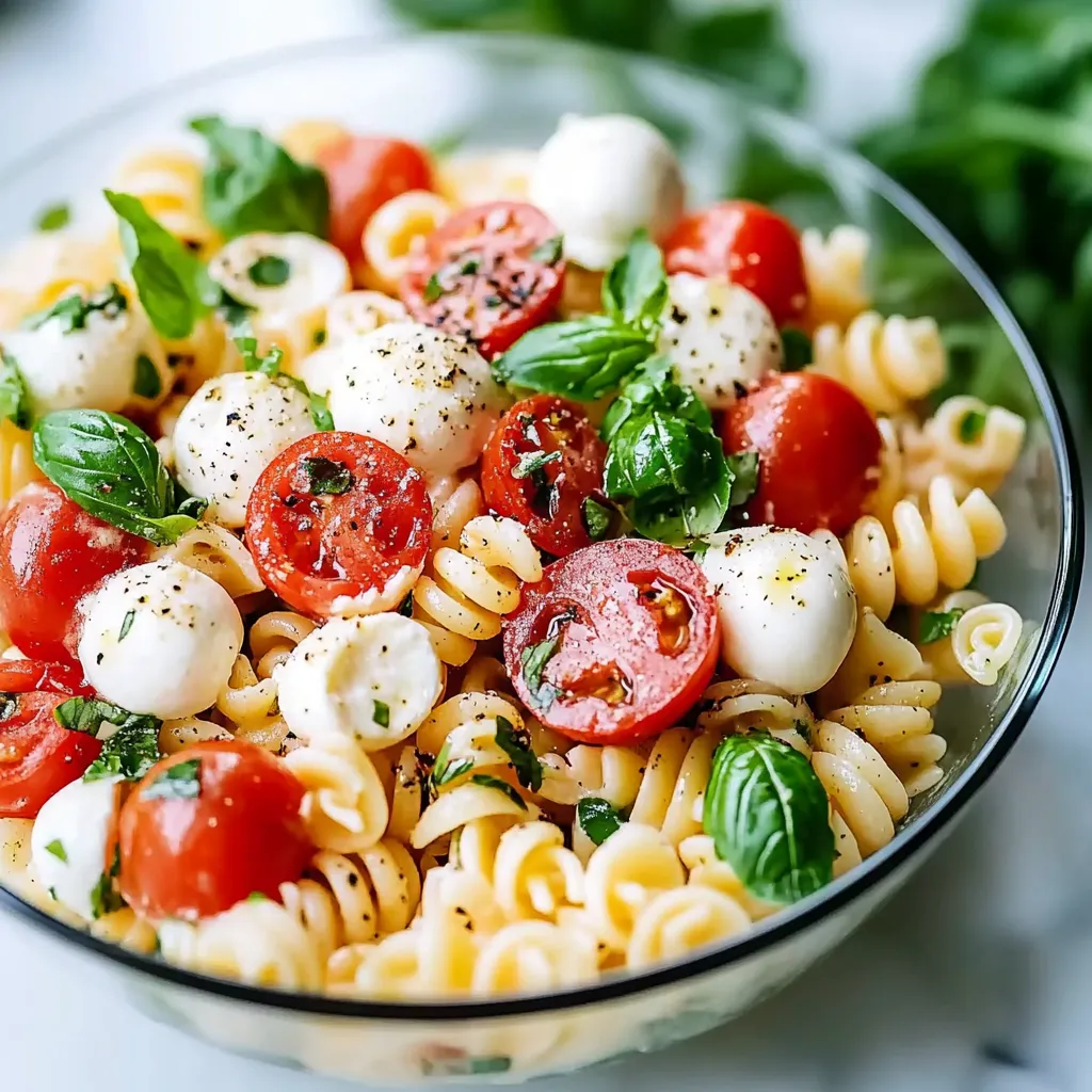Cremiger Caprese-Nudelsalat