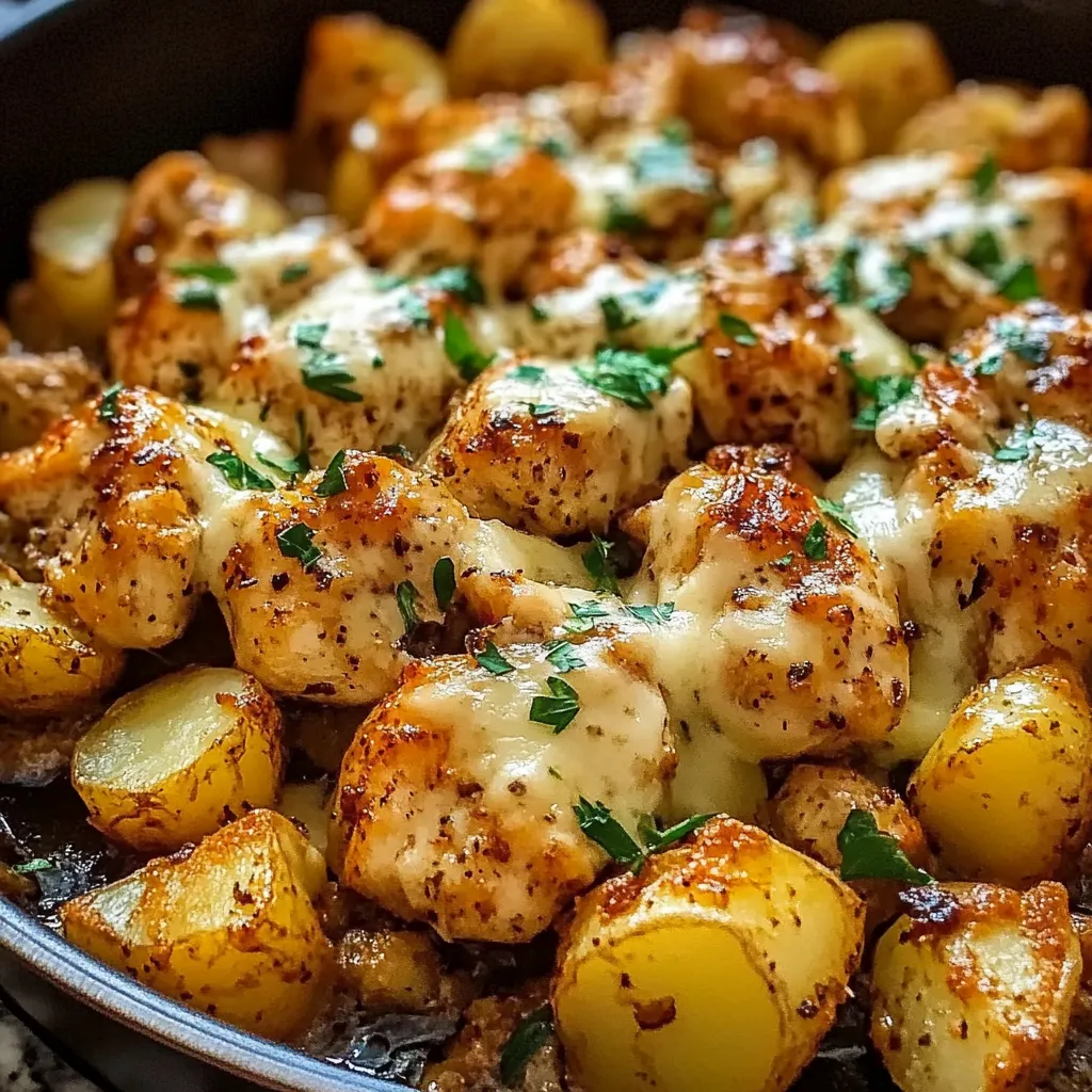 Knoblauch-Parmesan-Hähnchen mit Kartoffeln (Ein-Blech-Gericht)