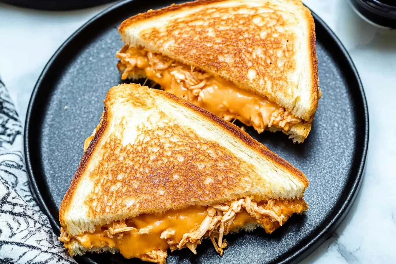 Gegrilltes Käsesandwich mit würzigem Buffalo-Hähnchen