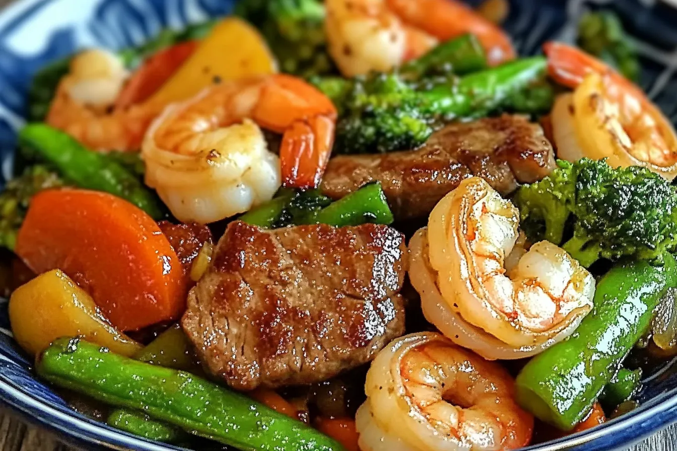 Steak-und-Garnelen-Wokpfanne