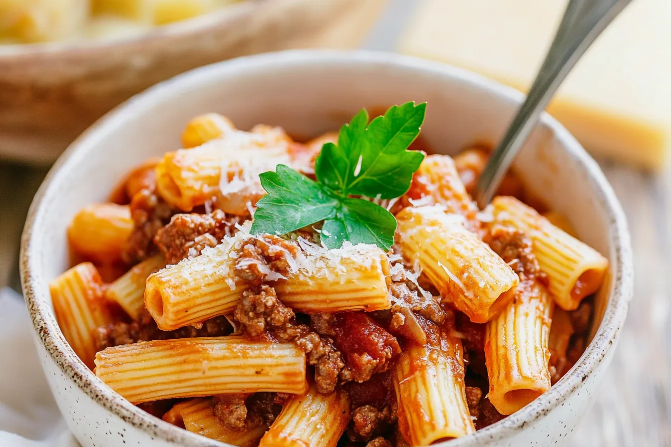 Rindfleisch-Pasta in Tomatensauce (Beef Ragu Pasta)