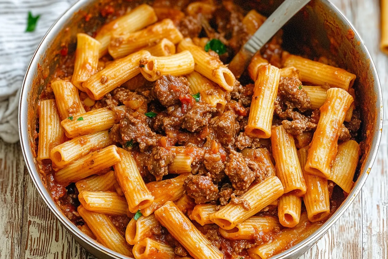 Rindfleisch-Pasta in Tomatensauce (Beef Ragu Pasta)