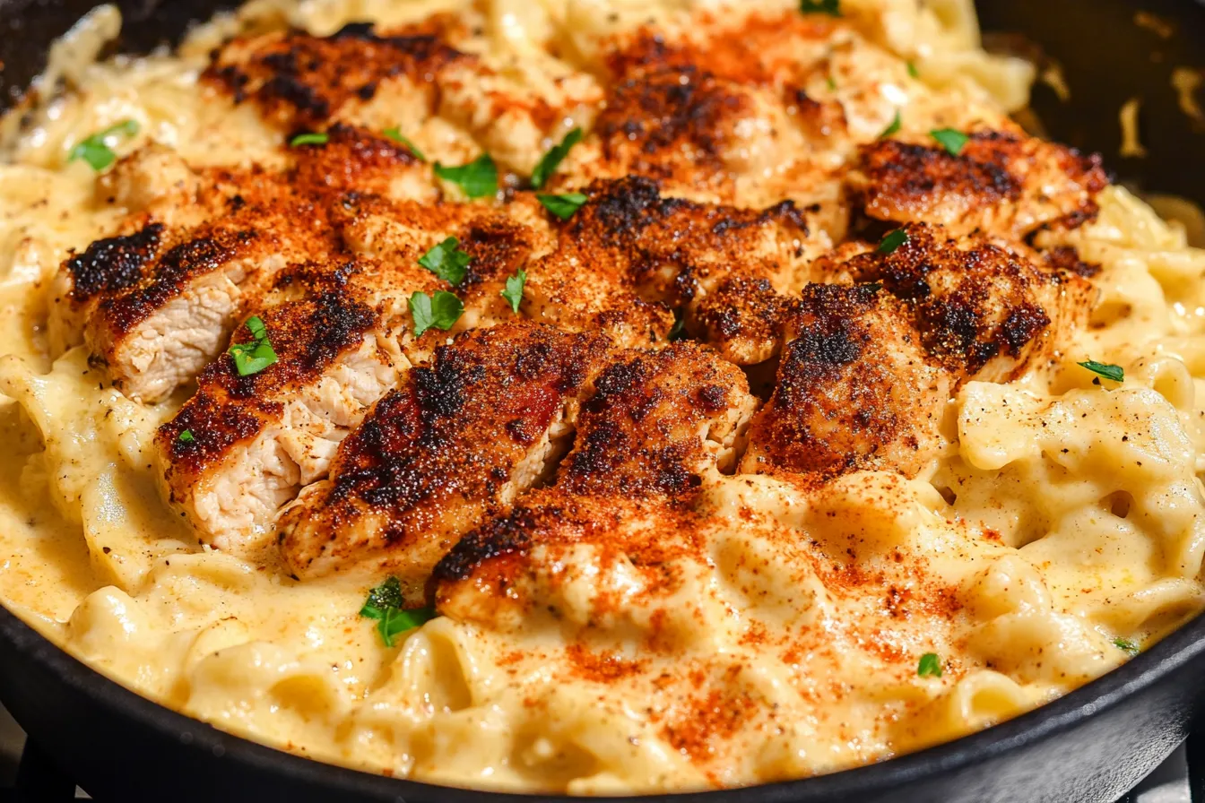 Alfredo-Pasta mit Cajun-Hähnchen