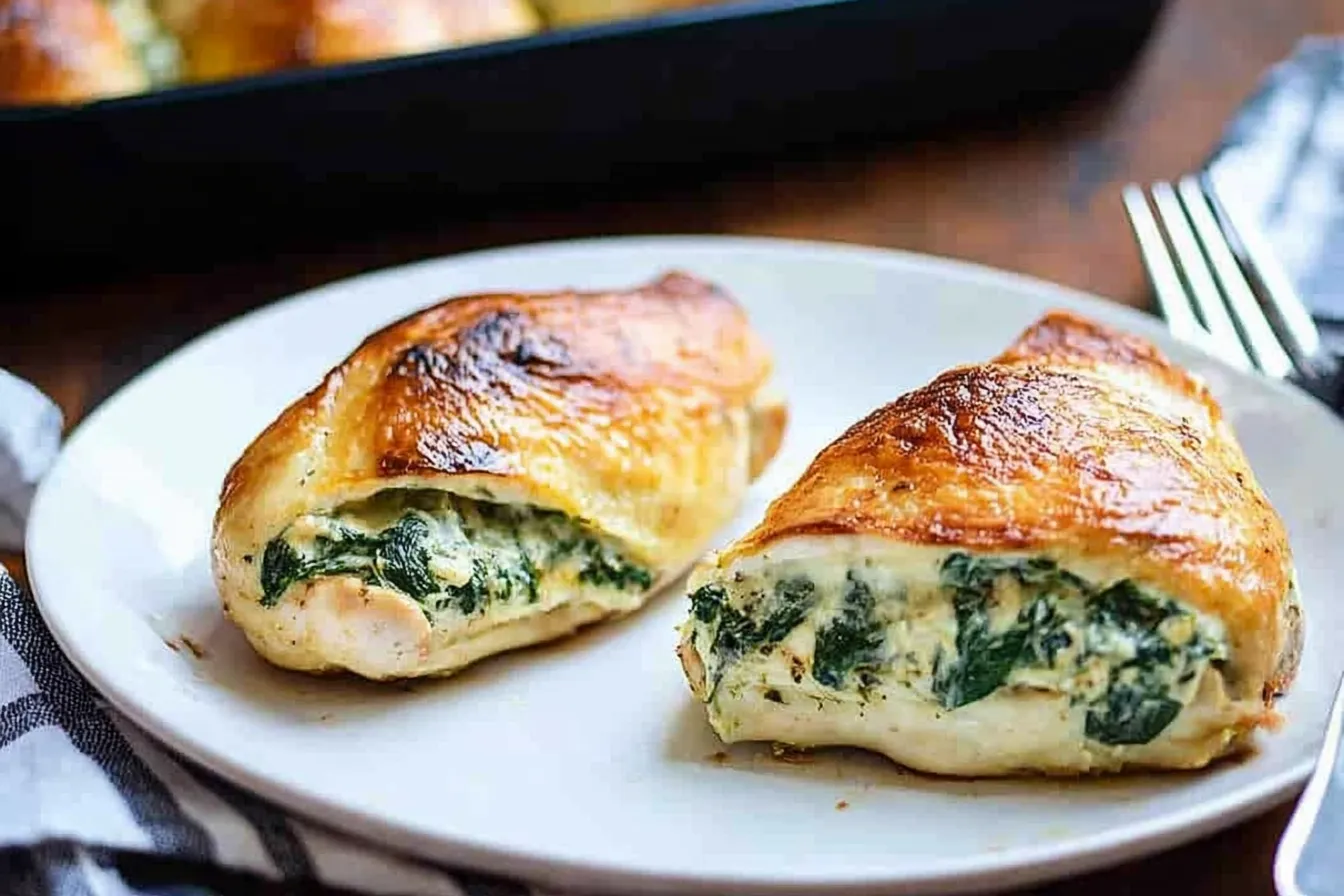 Gefüllte Hähnchenbrust mit Spinat und Frischkäse