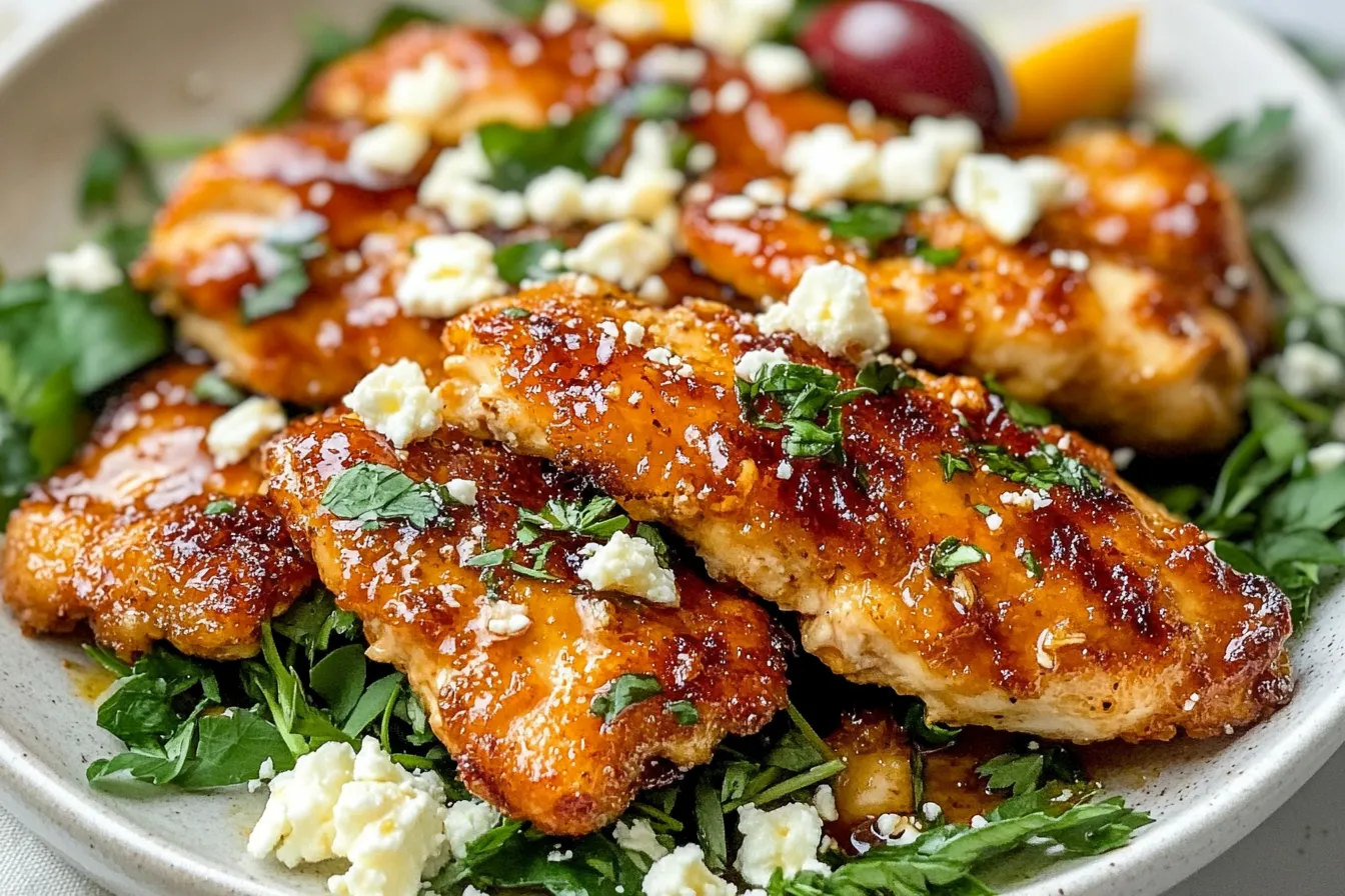 Knuspriges Hähnchen mit scharfem Honig und Feta
