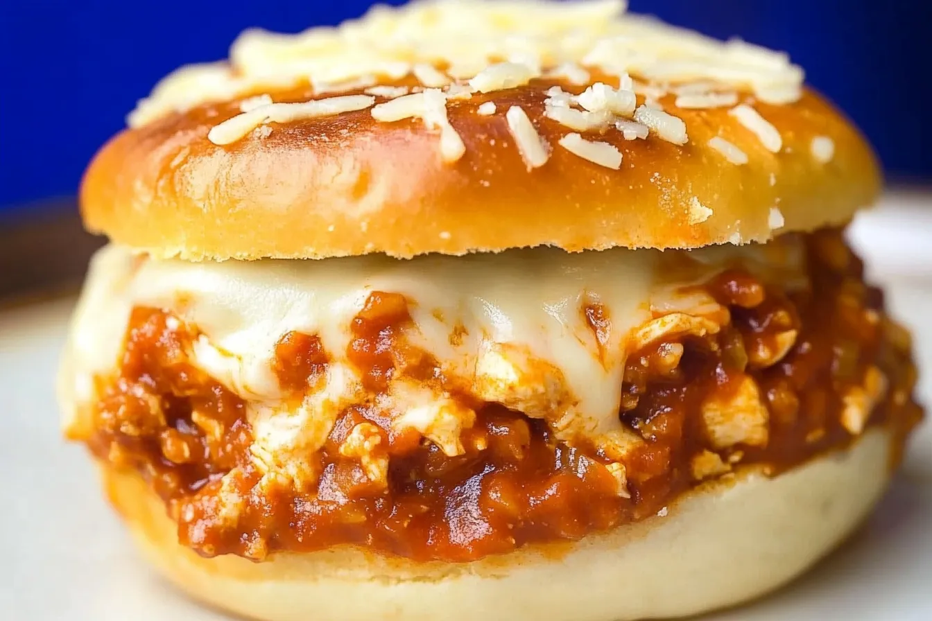 Hähnchenburger mit Marinara und Mozzarella