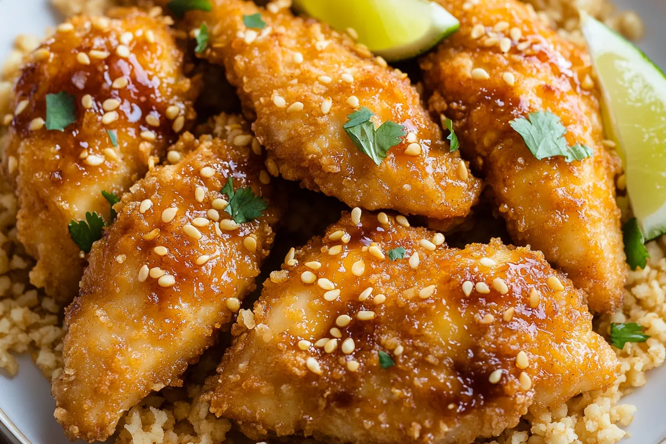 Knuspriges Hähnchen mit Hot-Honey-Glasur aus dem Ofen
