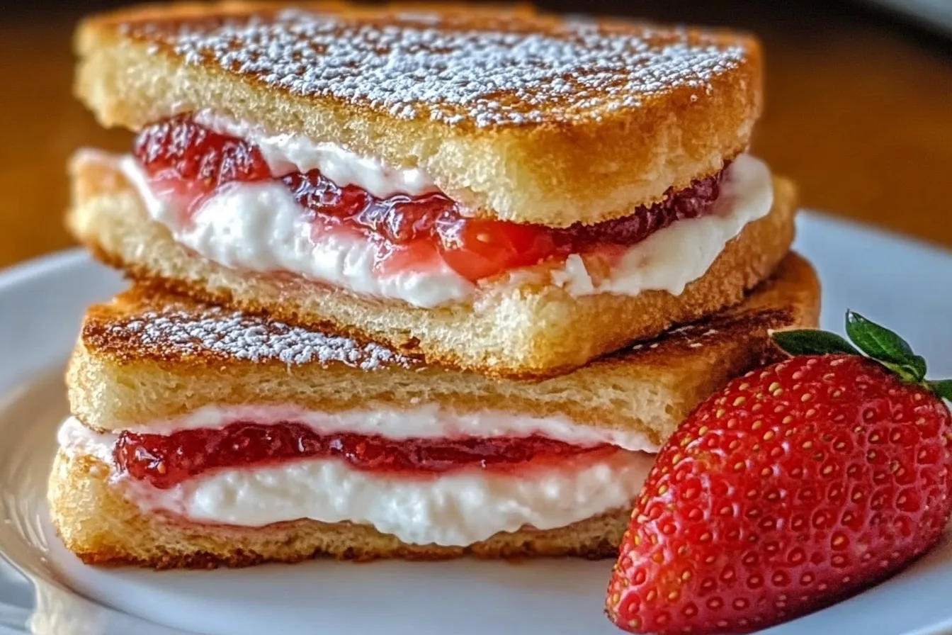 Gebratene Erdbeer-Käsekuchen-Sandwiches