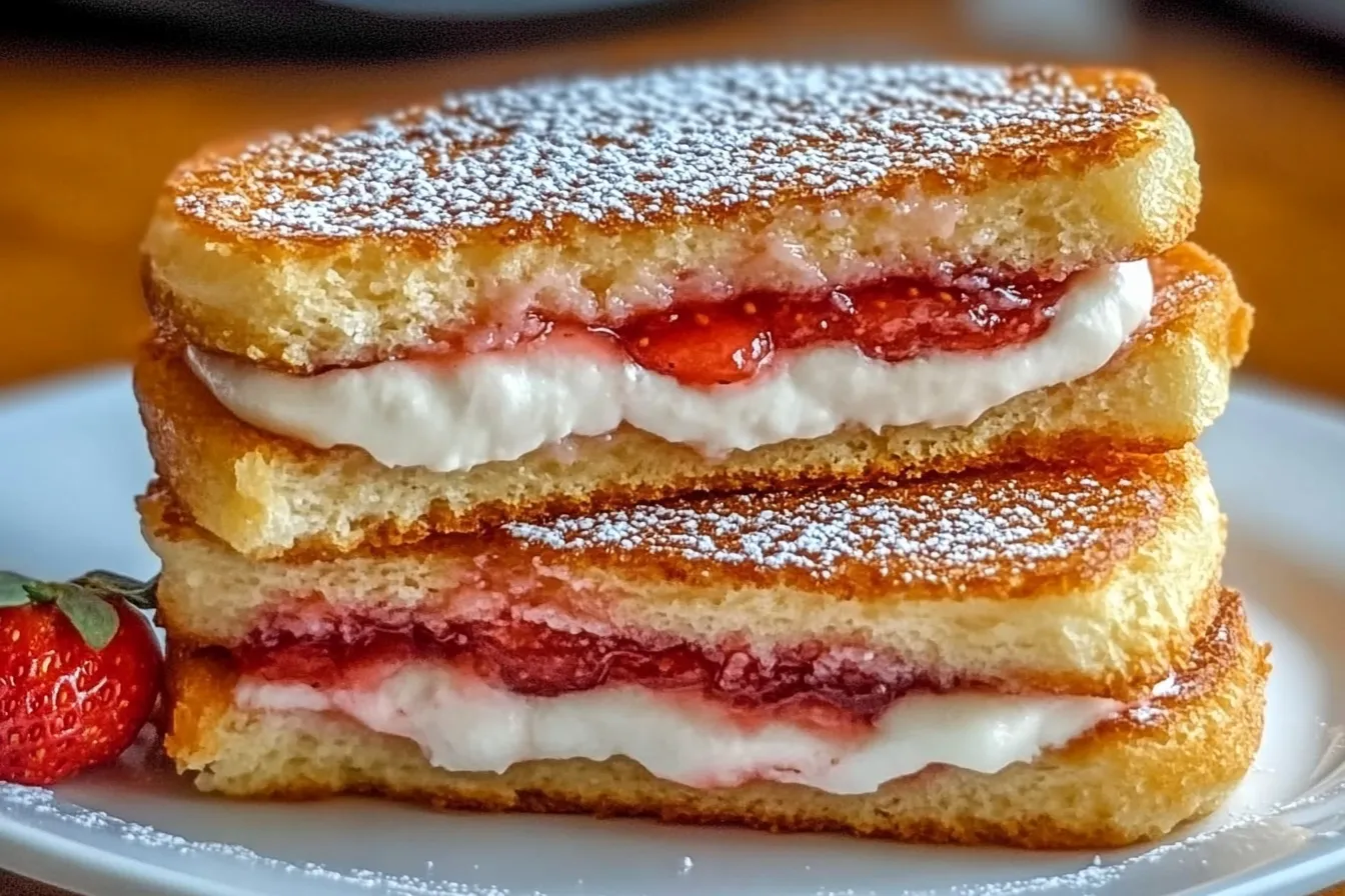 Gebratene Erdbeer-Käsekuchen-Sandwiches